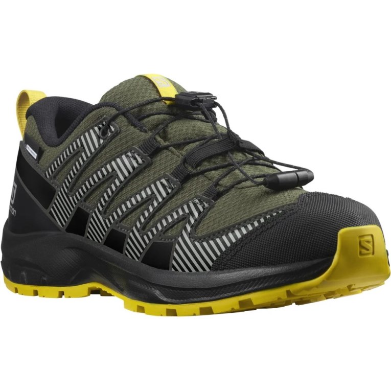 Black / Olive Salomon Xa Pro V8 CSWP Kids' Hiking Shoes | IE KH9710